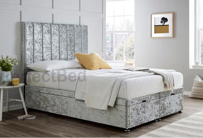 Oxford Ottoman Crushed Velvet Divan Bed set with Headboard